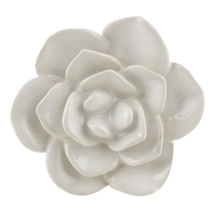 White Flower Ceramic Cabinet Knobs